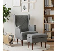 vidaXL Sillón con Pouf 2 uds. Gris oscuro Terciopelo