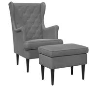 vidaXL Sillón con Pouf 2 uds. Gris Oscuro Terciopelo