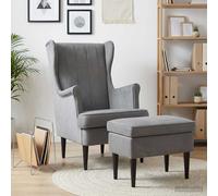 vidaXL Sillón con Pouf 2 uds. Gris oscuro Terciopelo