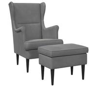 Sillón Con Pouf 2 Uds. Gris Oscuro Terciopelo Vidaxl