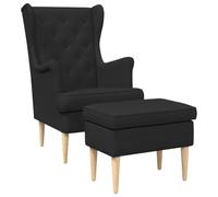vidaXL Sillón con Pouf 2 uds. Negro Tela