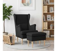 vidaXL Sillón con Pouf 2 uds. Negro Tela