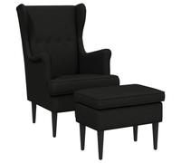 vidaXL Sillón con Pouf 2 uds. Negro Tela