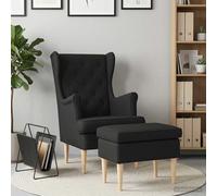 vidaXL Sillón con Pouf 2 uds. Negro Tela