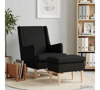 vidaXL Sillón con Pouf 2 uds. Negro Tela