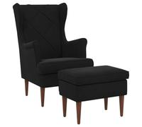 vidaXL Sillón con Pouf 2 uds. Negro Terciopelo