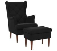 vidaXL Sillón con Pouf 2 uds. Negro Terciopelo