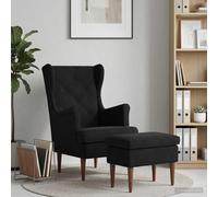 vidaXL Sillón con Pouf 2 uds. Negro Terciopelo