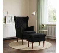 vidaXL Sillón con Pouf 2 uds. Negro Terciopelo