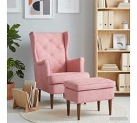 vidaXL Sillón con Pouf 2 uds. Rosa Terciopelo