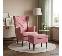 vidaXL Sillón con Pouf 2 uds. Rosa Terciopelo