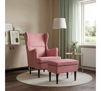 vidaXL Sillón con Pouf 2 uds. Rosa Terciopelo