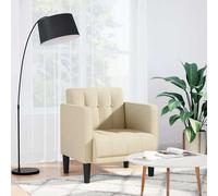vidaXL Sillón con reposabrazos, color crema, 53 cm, de tela