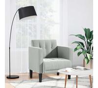 vidaXL Sillón con reposabrazos, color gris claro, 53 cm, terciopelo