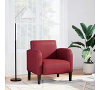 vidaXL Sillón con reposabrazos color rojo vino 54 cm cuero sintética
