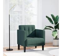 vidaXL Sillón con reposabrazos, color verde oscuro, 53 cm, de tela