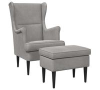 vidaXL Sillón con reposapiés, 2 unidades, color gris claro, tapizado en terciopelo