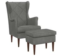 vidaXL Sillón con reposapiés, 2 unidades, color gris oscuro, tapizado en terciopelo