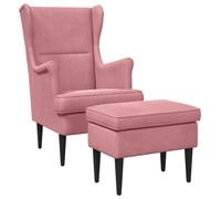 vidaXL Sillón con reposapiés, 2 unidades, color rosa, tapizado en terciopelo