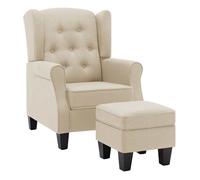 Vidaxl sillón con reposapiés de tela crema