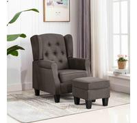 vidaXL Sillón con reposapiés de tela gris taupe
