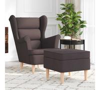 Sillón Con Reposapiés De Tela Marrón Oscuro Vidaxl