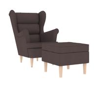 Sillón Con Reposapiés De Tela Marrón Oscuro Vidaxl
