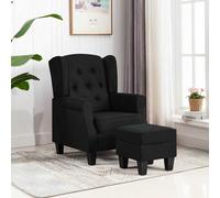 vidaXL Sillón con reposapiés de tela negro