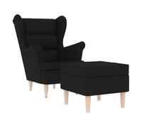 Sillón Con Reposapiés De Tela Negro Vidaxl