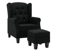 Vidaxl sillón con reposapiés de tela negro