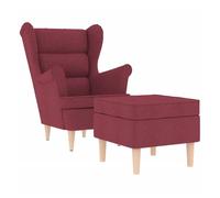vidaXL Sillón con reposapiés de tela rojo tinto