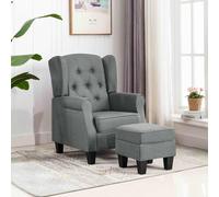 vidaXL Sillón con reposapiés – Tela gris claro
