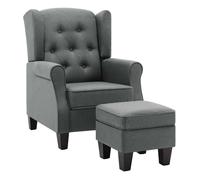 vidaXL Sillón con reposapiés – Tela gris claro