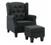 Vidaxl sillón con reposapiés tela gris oscuro