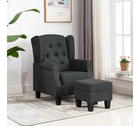 vidaXL Sillón con reposapiés tela gris oscuro