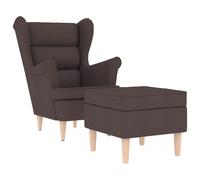 vidaXL Sillón con reposapiés tela Multicolor Marrón oscuro