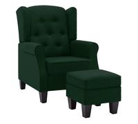 Vidaxl sillón con reposapiés tela verde oscuro