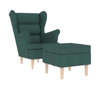 vidaXL – Sillón con reposapiés – Tapizado en tela – Verde oscuro