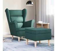 Sillón Con Reposapiés Tela Verde Oscuro Vidaxl