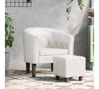 Sillón Con Taburete Cuero Sintético Blanco Vidaxl