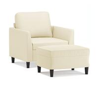 Vidaxl sillón con taburete cuero sintético color crema 60 cm