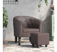 vidaXL Sillón con taburete cuero sintético marrón