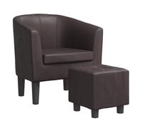 vidaXL Sillón con taburete cuero sintético marrón
