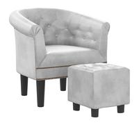 vidaXL Sillón con taburete cuero sintético Marrón, Plateado, Blanco Sillon Dormitorio Sillon Comodos Silla Relax Sillón Sofá Silver