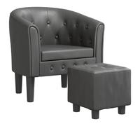 vidaXL Sillón con taburete cuero sintético Negro, Gris, Marrón Sillon Dormitorio Sillon Comodos Silla Relax Sillón Sofá Gray