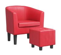 Sillón Con Taburete Cuero Sintético Rojo Vidaxl
