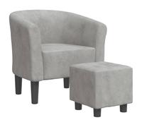 vidaXL Sillón con Taburete, Silla con Respaldo Reposabrazos, Butaca de Relax Descanso TV, Asiento para Salón Oficina, Terciopelo Gris Claro