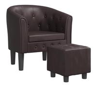 vidaXL Sillón con Taburete, Silla con Respaldo Reposabrazos, Butaca de Relax Descanso TV, Asiento para Salón Oficina, Cuero Sintético Marrón
