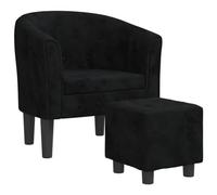 vidaXL Sillón con Taburete, Silla con Respaldo Reposabrazos, Butaca de Relax Descanso TV, Asiento para Salón Oficina, Terciopelo Negro