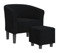 vidaXL Sillón con Taburete, Silla Decorativa con Respaldo Reposabrazos, Butaca de Relax Descanso TV, Asiento para Salón Oficina, Tela Negra